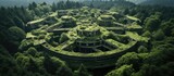 Fototapeta  - A Soviet sanatorium in Georgia, now abandoned and overgrown, seen from above.