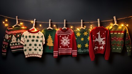 Wall Mural - A row of sweaters hanging 