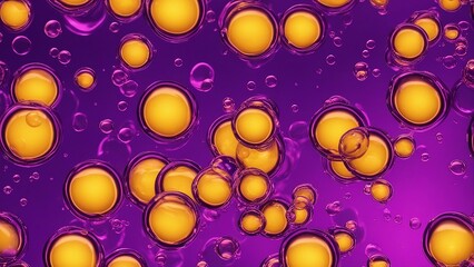 Wall Mural -  A summer background with a design of water bubbles in a pool. The water is purple and bright,  the bubble is yellow