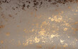 Paper texture painting glow glitter blot wall. Abstract gold, nacre and beige stain copy space background.