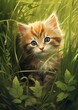 kitten sitting grass card template aliased impossibly portrait pathfinder profile close nature painfully adorable ginger defense hello