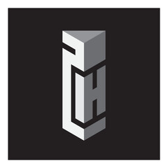 Poster - h2 logo. letter h and number 2 logotype. vector design element or 3d icon.