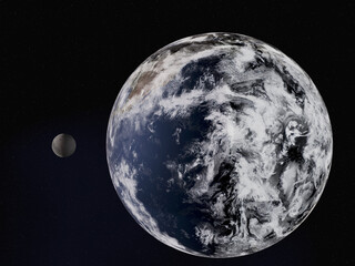 Wall Mural - planet earth and moon. 3d rendered illustration. elements of this image were furnished by nasa