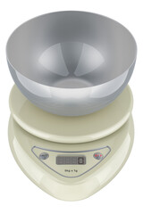Poster - Digital Kitchen Scale with empty bowl, 3D rendering isolated on transparent background