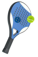 Poster - Paddle Tennis Racket with tennis ball, 3D rendering isolated on transparent background