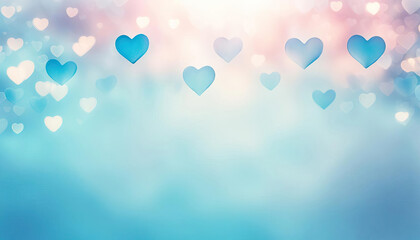 Wall Mural - abstract transparent tiny hearts background in pink and blue with copy space