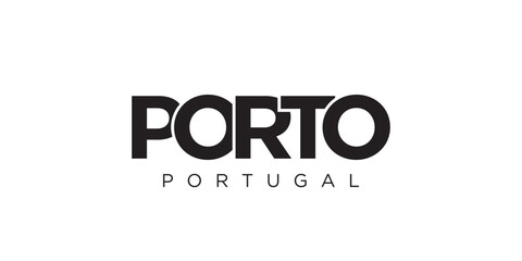 Wall Mural - Porto in the Portugal emblem. The design features a geometric style, vector illustration with bold typography in a modern font. The graphic slogan lettering.