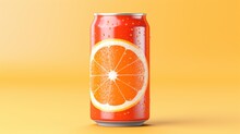 An Orange Soda Can On A Yellow Background, AI