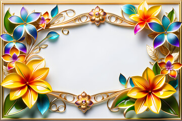 Wall Mural - decorative flower frame in a transparent background a subtle expression of beauty generative ai