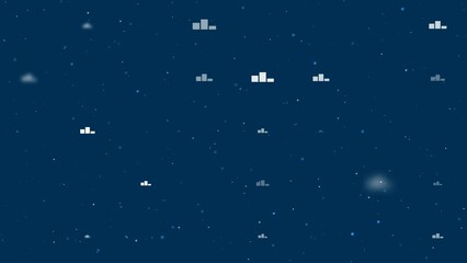 Poster - Template animation of evenly spaced winners podium symbols of different sizes and opacity. Animation of transparency and size. Seamless looped 4k animation on dark blue background with stars