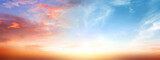Fototapeta  - Real amazing panoramic sunrise or sunset sky with gentle colorful clouds