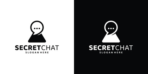 Wall Mural - Secret chat logo design template. Keyhole logo with chat bubble graphic design vector illustration. Symbol, icon, creative.