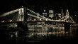Illustration of the Brooklyn Bridge in New York City drawn on black paper