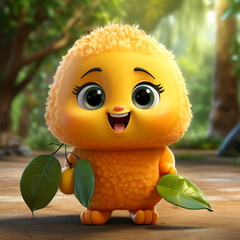 Sticker - 3d realistic cartoon cute mango fruit