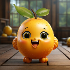 Sticker - 3d realistic cartoon cute orange fruit