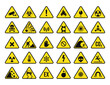 Warning hazard symbol set vector illustration