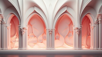 Wall Mural - a 3d wall installation inspired by architectural elements, featuring abstract pillars and arches in 