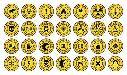 Warning hazard symbol set vector illustration