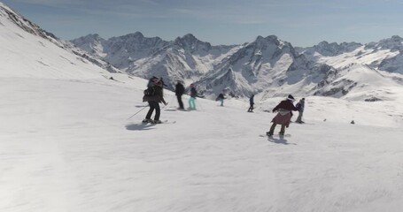 Canvas Print - Skier fast follow action shot skiing