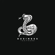 Silhouette king cobra snake vector art design isolated on black background