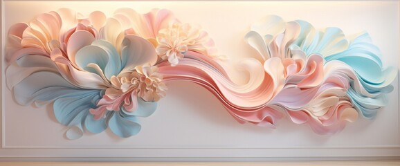 Wall Mural - a fusion of swirling patterns in pastel hues creates a dreamy and ethereal 3d wall decor, adding a t