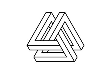 Poster - Impossible triangle shape. Optical visual illusion. Triangular Infinite loop symbol. Abstract unreal geometric form. Linear puzzle design element for logo, icon, label, tag, decor. Vector illustration