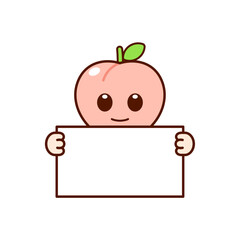 Wall Mural - Cute Peach Character Holding a Blank Sign