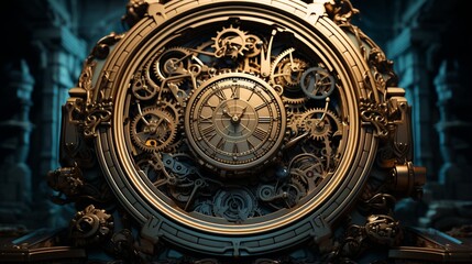 a mechanical brain with clockwork precision and gears in motion in a steampunk-inspired world