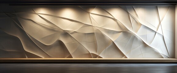 Wall Mural - a play of shadows and light on an abstract 3d wall design composed of intersecting lines and translu