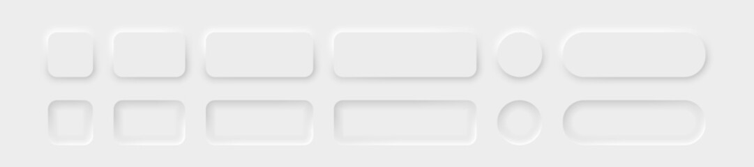 Poster - White and grey color buttons. Neomorphism design style white buttons. Vector.