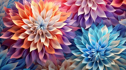 Wall Mural - a surreal garden of iridescent 3d abstract flowers, each bloom pulsating with hypnotic patterns and 