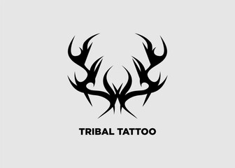 Wall Mural - Vector illustration black tribal tattoo dragon head character