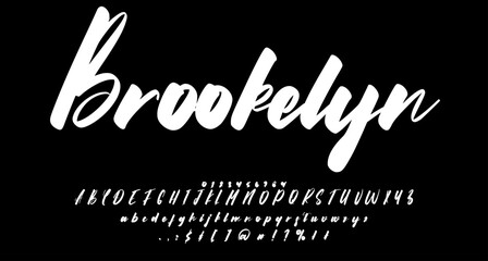 Wall Mural - brookelyn script sign font script vector lettering. typography. Motivational quote. Calligraphy postcard poster graphic design lettering element