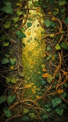 Wall Mural - an array of intertwining vines and leaves forming a mesmerizing, organic tapestry of nature's beauty