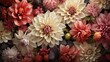 © Ghulam - An artistic 3D wallpaper depicting an arrangement of dahlias and peonies, their petals seemingly soft to the touch.