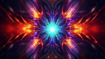 Wall Mural - an explosion of radiant colors and intricate patterns converging into a mesmerizing, kaleidoscopic d