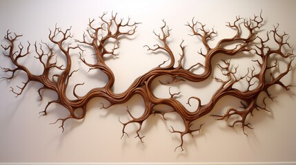Wall Mural - an organic-themed 3d wall art resembling vines or branches intertwining to form an intricate pattern