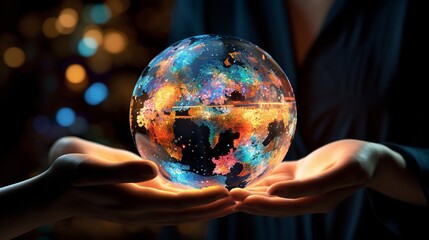 Wall Mural - globe in hands