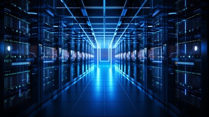 Wall Mural - data center network technology light