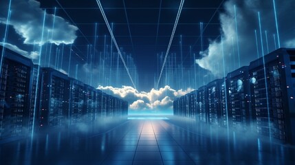 Wall Mural - data center network technology light