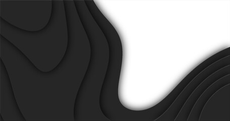 Poster - Black cutted abstract background pattern of lines and waves