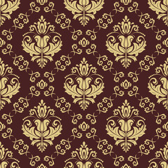 Wall Mural - classic seamless pattern. damask orient ornament. classic vintage background. orient brown and golde
