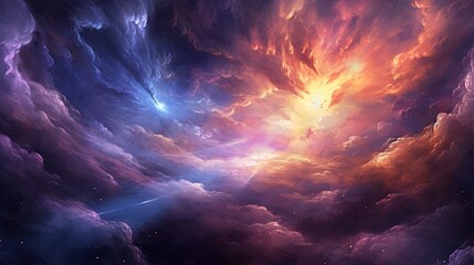 Wall Mural - nebula odyssey, digital art illustration, generative ai