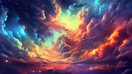 Wall Mural - nebula odyssey, digital art illustration, generative ai