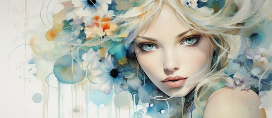 Poster - in her abstract watercolor painting, the talented artist skillfully blended texture, design, and lig