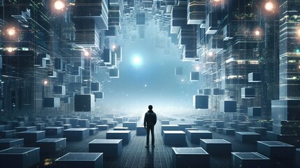 Wall Mural - parallel dimensions, digital art illustration, generative ai
