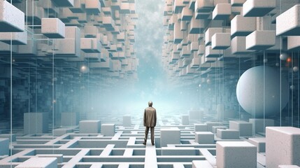 Wall Mural - parallel dimensions, digital art illustration, generative ai
