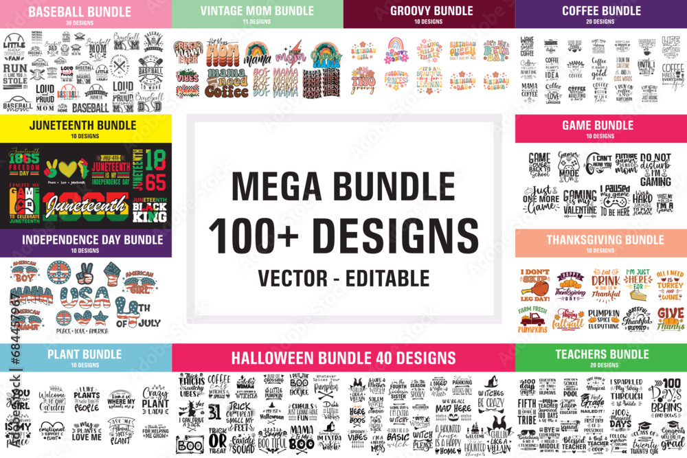 100+ t shirt designs mega SVG Bundle, T Shirt Designs SVG, Svg Files ...