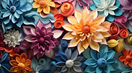 Wall Mural - radiant 3d floral patterns swirling and blooming in a mesmerizing display of vivid colors and intric