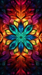 Wall Mural - radiant patterns resembling a digital fractal, unfolding in vibrant symmetry.